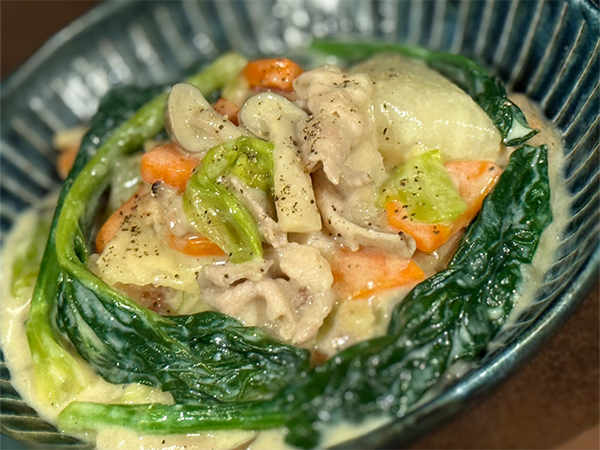 冬野菜とキノコの豆乳クリーム煮